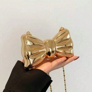 Gold Glamorous Women's Bowknot Mini Evening Bag